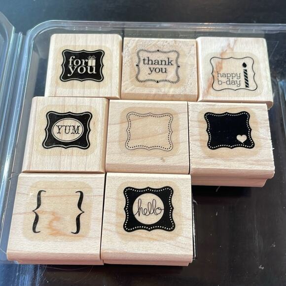 Stampin Up Pretty Petites wooden block Stamp Set with Punch - Picture 2 of 5